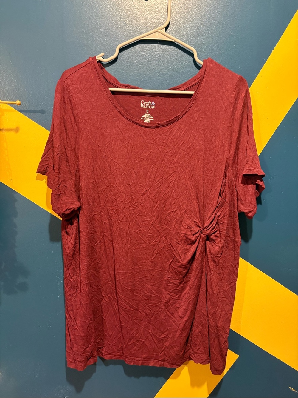 Croft & Barrow Burgundy Short Sleeve Knot Front Tee NWOT